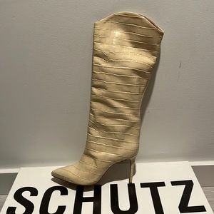 Brand new never worn schutz croc cream boots